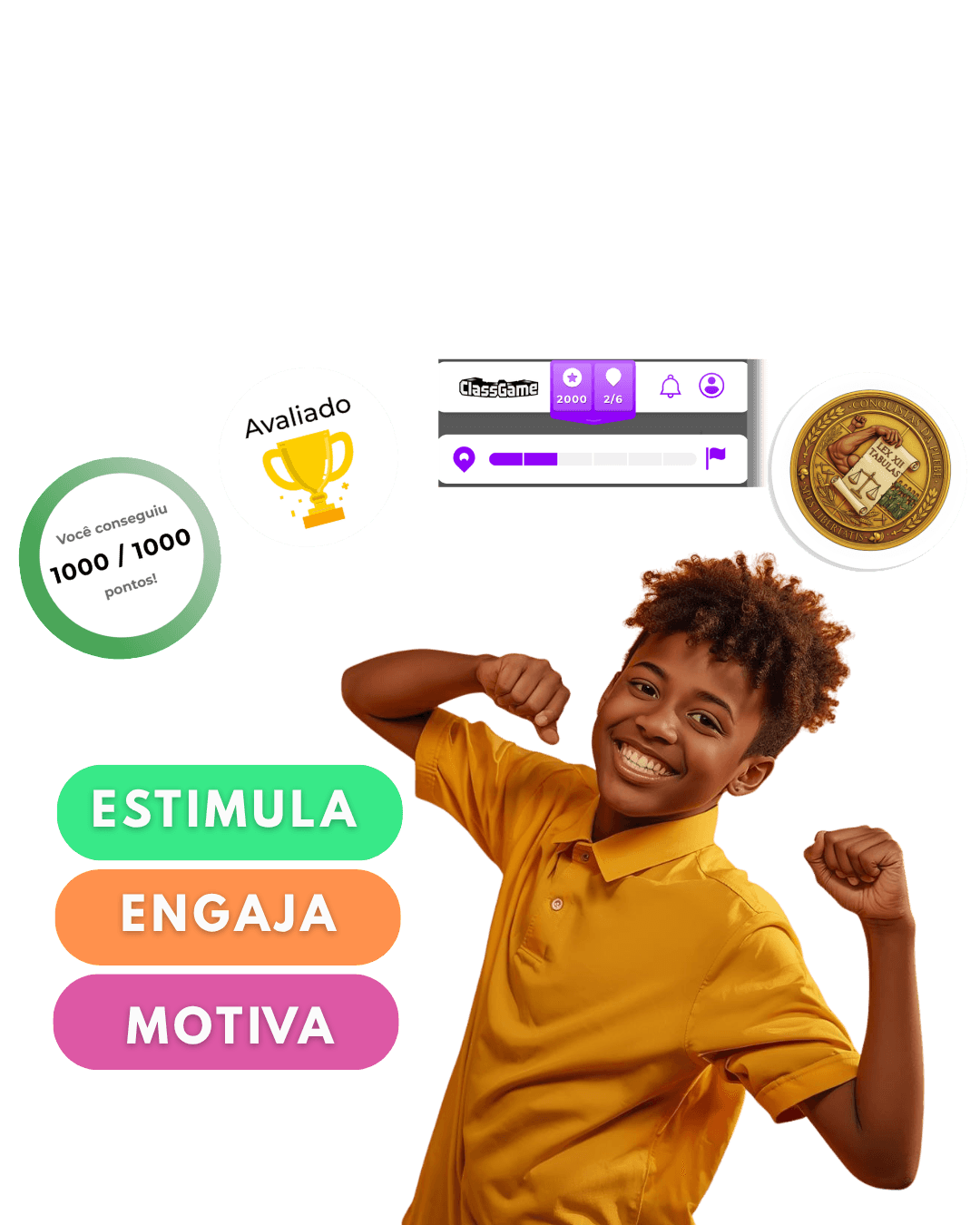 Aluno engajado com aulas gamificadas ClassGame